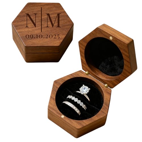 Personalized Engraving Wooden Ring Box, Custom...