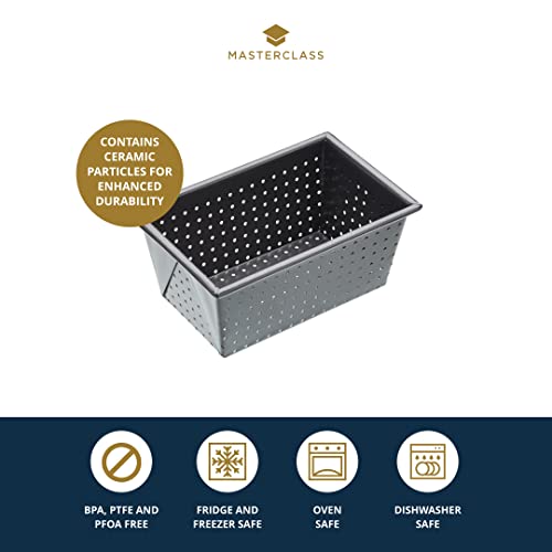MasterClass Crusty Bake 1lb Perforated Loaf Tin con PTFE, PFOA e BPA Free Non Stick, Robusto acciaio al carbonio spesso 1mm, 15 x 9 x 7cm Box Sided Bread Pan - immagine 4