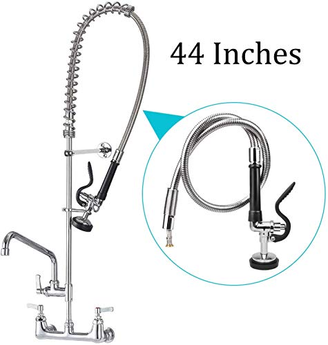 COOLWEST Pre-Rinse Hose with Spray Valve 44 Inch Flexible Stainless Hose with Sprayer Nozzle Head Replacement Kit for Commercial Kitchen Sink Faucet(Free Brass Adapter to Connect Add-on Swivel Spout) - Thumbnail 3
