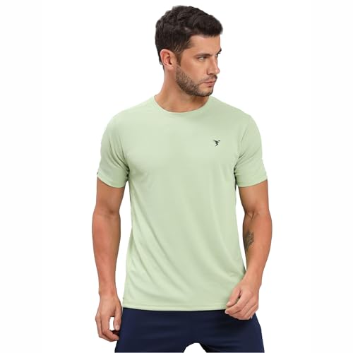 Image of TECHNOSPORT Men's Slim Fit Polyester Activewear Sports T-Shirt with Moisture-Wicking Comfort for Workout, Running & Gym