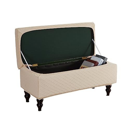 Image of FUANGUI Ottoman Cover Stretch Storage Ottoman Bench Slipcover Printed Folding Storage Bench Ottoman Cover Footrest Stool Slipcover Footstool Protector Cover with Elastic Bottom,Medium