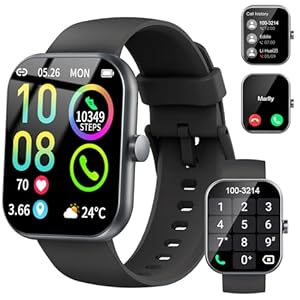 Smartwatch Herren Damen, 1,96″HD Touch Fitnessuhr mit Telefonfunktion, Smart Watch Fitness Tracker mit Pulsmesser Schlafmonitor Schrittzähler, 113+Sportmodi IP68 Wasserdicht Sportuhr für iOS Android