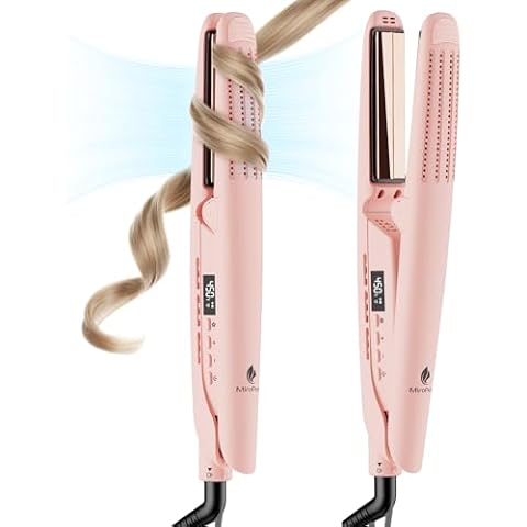 MiroPure 360° Airflow Styler Curling Iron, Titanium Flat Iron Hair Straightener and Curler 2 in 1, Professional Curing Wand with Ionic Aroma Cool Air, 13 Adjustable Temps, Dual Voltage for Long Hair Cover