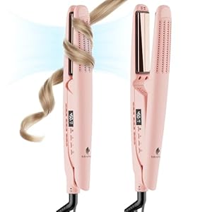 MiroPure 360° Airflow Styler Curling Iron, Titanium Flat Iron Hair Straightener and Curler 2 in 1, Professional Curing Wand with Ionic Aroma Cool Air, 13 Adjustable Temps, Dual Voltage for Long Hair