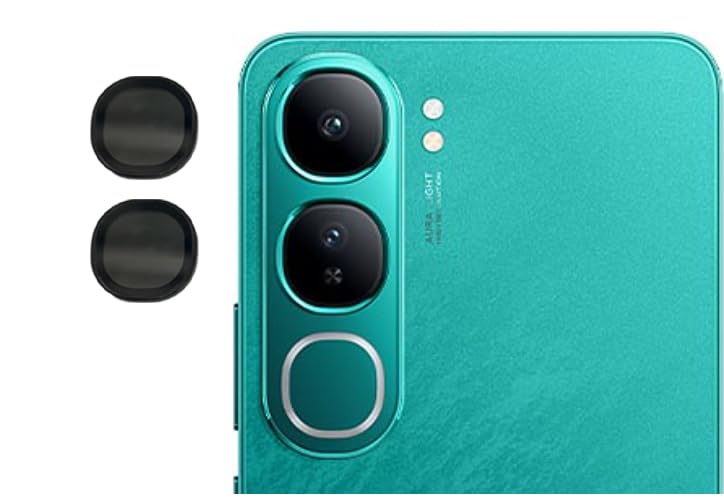 Image of imluckies Camera Ring Lens Protector (Aluminum with Tempered Glass) Compatible for Vivo Y300 - Black (Pack of 2 rings)