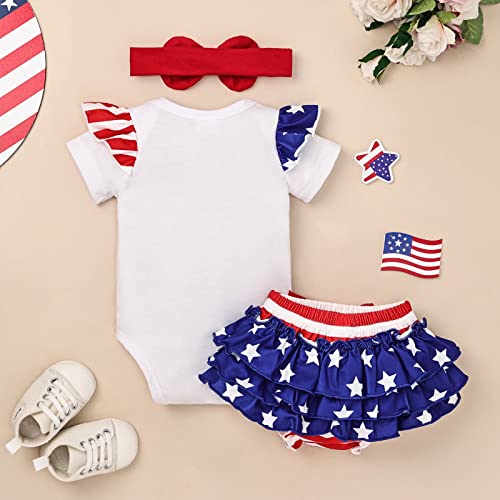 My 1st 4th of July Baby Girl Outfit Cute Newborn Romper Stars Dress Infant Girl Clothes with Headband 0-18 Months3