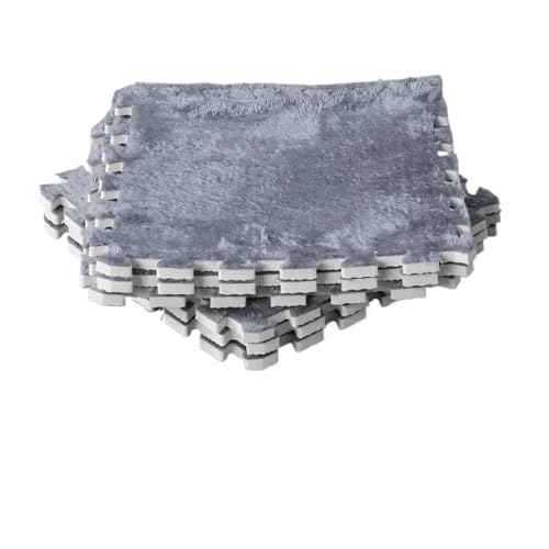 Tapis puzzle en mousse douce en peluche gris tapis de sol amovible salon