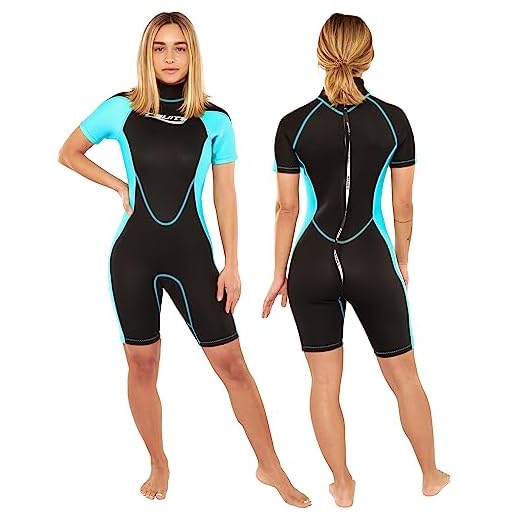 T´SUITS Neoprenanzug Damen [3mm, Shorty, Protector-I] | Tauchen, Schwimmen, Surfen, Kiten, Wasserski, Rafting - Jetzt Größe Wählen (S, Damen Aquamarine/Schwarz)