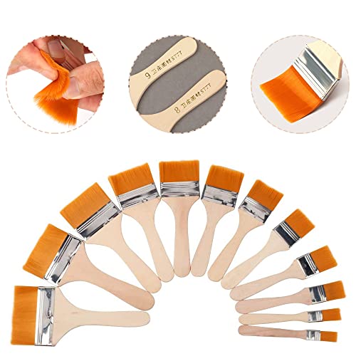 YOUYIKE Sets de Pinceaux de Peinture, 12 Pièces Pinceaux en Acrylique Plats, Artiste Plat Peinture Pinceau, Pinceaux Gouache pour Peinture Huile et Peinture Acrylique - Image 5