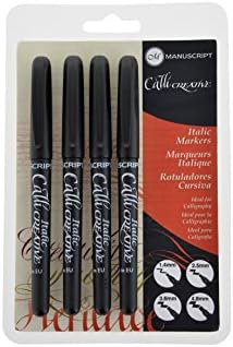 Manuscript MM6409 Italic Marker - Black (Wallet of 4) 4.8mm