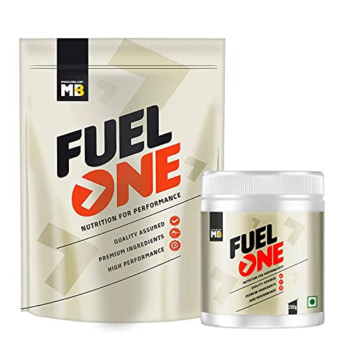 Image of MuscleBlaze Fuel One Whey Protein, Chocolate, 1 kg / 2.2 lb with BCAA, Fruit Punch, 250 g / 0.55 lb (Combo Pack)