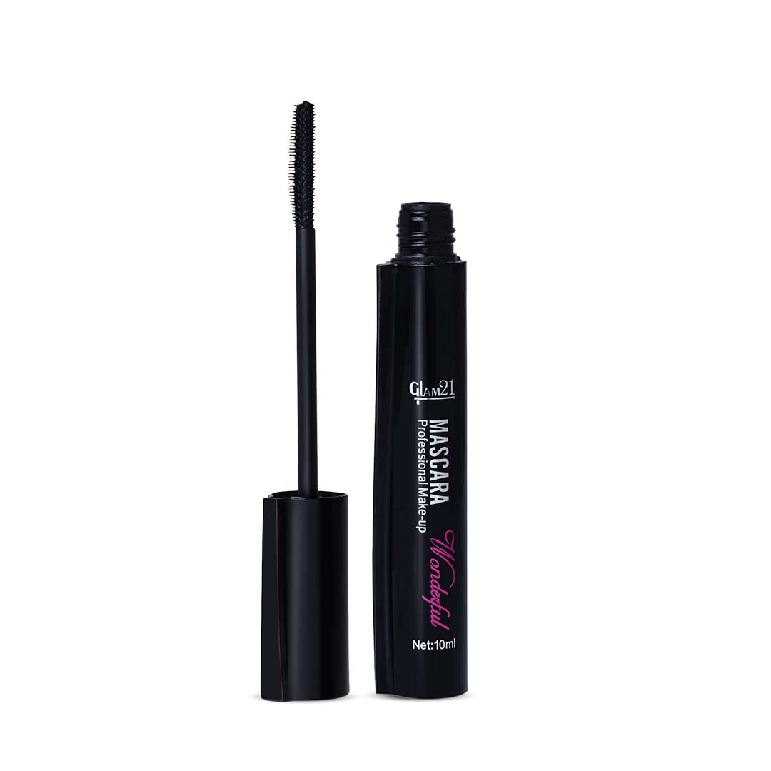 Glam21 Long Lasting Mascara For Dense Curl | Lightweight & Smudge Proof| Fiber Bristles Brush For Perfect Application| 10 ml
