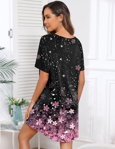 Image of Ekouaer Sleep Shirts for Women Short Sleeve Night Shirts for Sleeping Pullover Nightgown Soft Nightdress S-XXXL