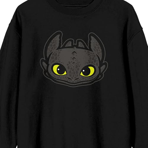 How to Train Your Dragon Franchise - Toothless Head Vector Graphic on Adult Black Crew Neck Sweatshirt2