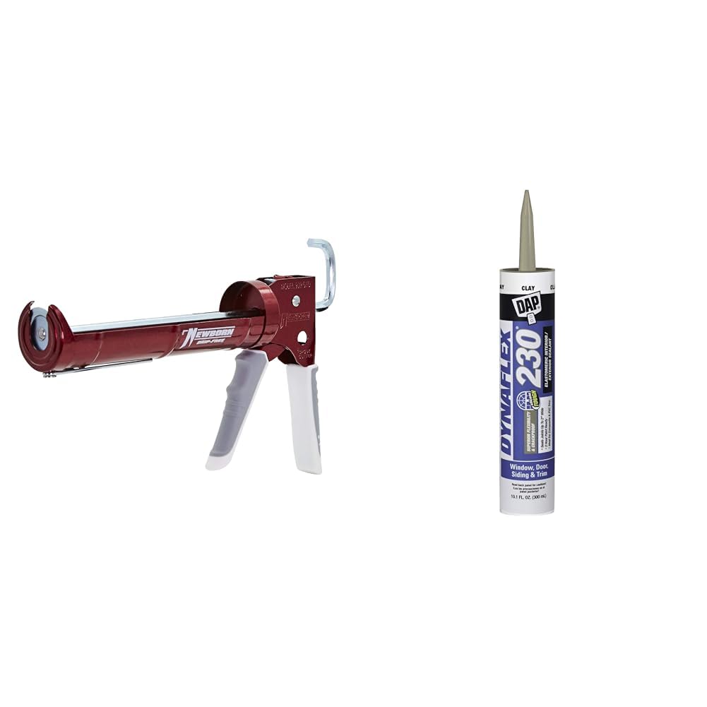 Newborn 930-GTD Caulking Gun Bundle with 10:1 Thrust Ratio, DAP Dynaflex 230 10.1oz Premium Sealant, and Accessories