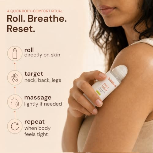 Image of Bubble Me Magnesium Pain Relief Roll-On, Instant Relief for Back, Joint, Knee, Neck Pain, Muscle Stiffness and Sports Injuries with Natural Ingredients, Pack of 1 (50ml)