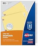 Avery 23285 Insertable Big Tab Dividers, 8-Tab, Letter