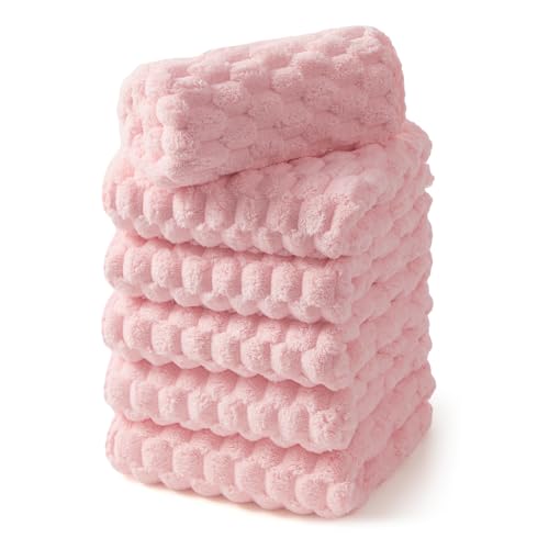 REDKISS Hand Towels for Bathroom Pink Microfiber Hand Towel 15 x 31 Highly Absorbent Large Hand Towels with Hanging Loops Ultra Soft Towels Sets for Kitchen Gym Face Spa