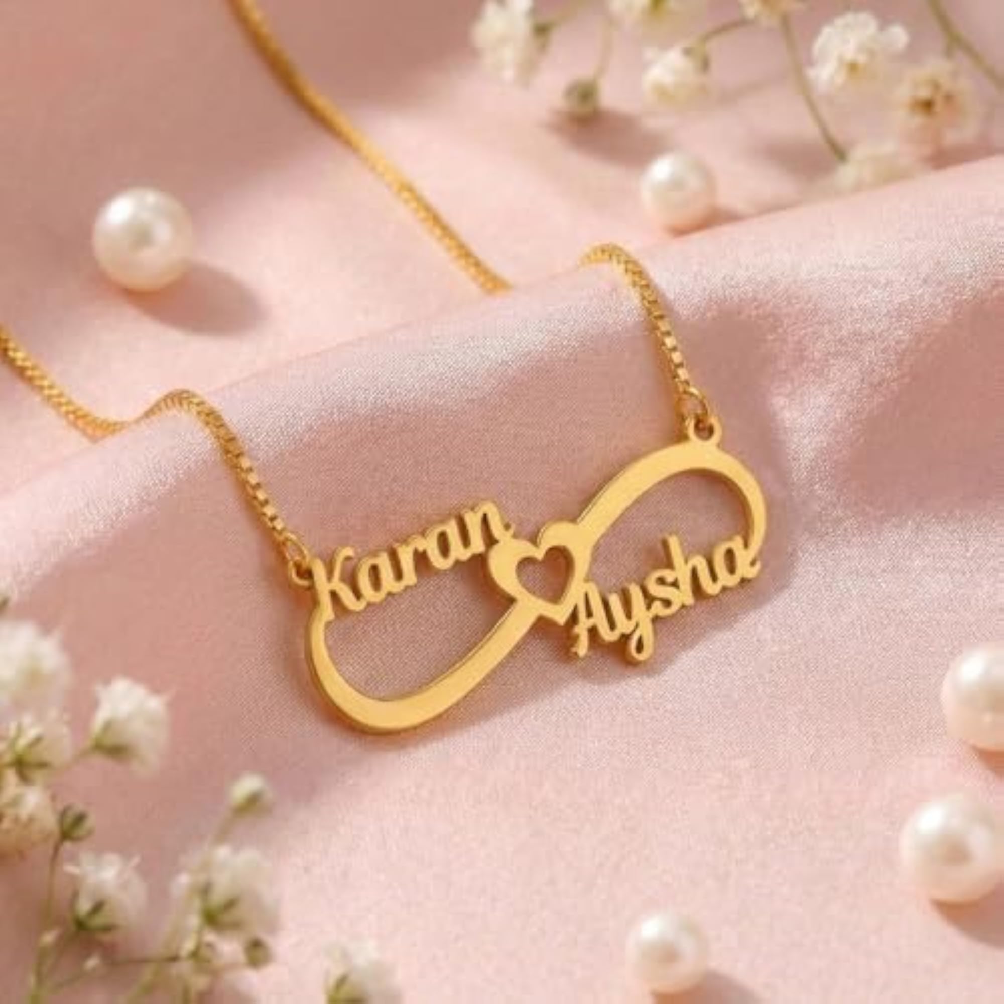 Infinity Middle Heart Necklace with Personalised Pendant