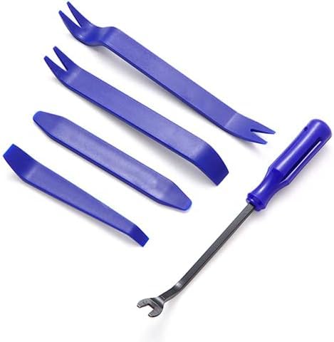 5 pcs Auto Trim Removal Tool Kit, Auto Body Pry Set, Non Scratch Dash Trim Automotive Molding Removal, Handy Remover and Fastener for Vehicle Body Panel and Interior Door Panel (Blue)