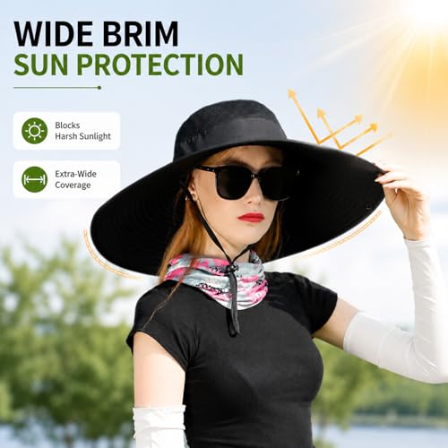 Image of Wide Brim Sun Hat for Men Women UV Protection Ventilated Summer Hats for Fishing Hiking Garden Beach