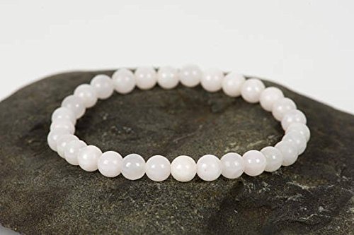 JEWELZJEWELZ Bianco rosa Calcite Pietra preziosa Naturale, bracciale da 6 mm Bianco Calcite, Unique-Gift-for-Wife, gioielli fatti a Mano, gioiello bracciale