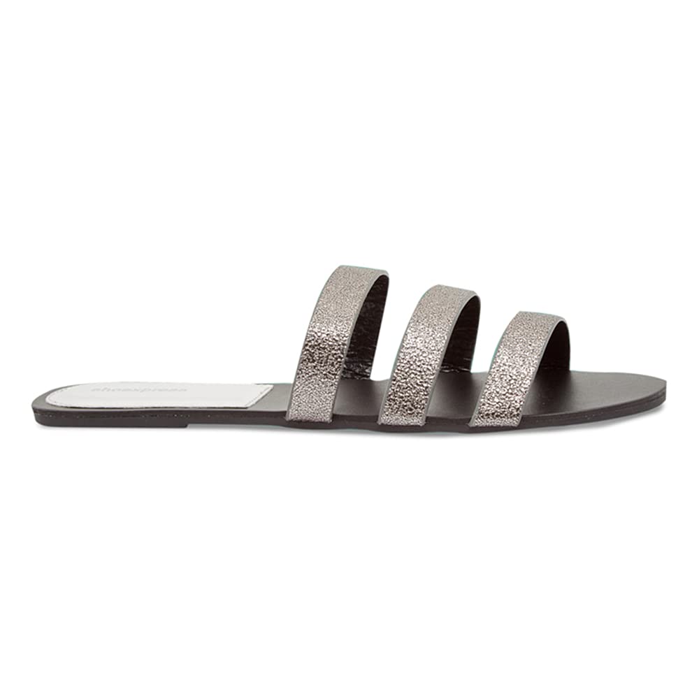 shoexpressWomen Silver-Toned Embellished Pu Open Toe Flats Sandal