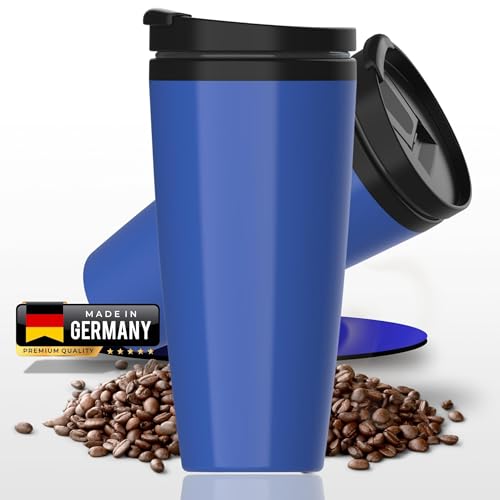 Taza de café para llevar, taza térmica a prueba de fugas, 350 ml, para los amantes del café y el té, sin BPA, doble pared con tapa, taza de viaje para oficina, escuela y coche, color: azul estándar PS