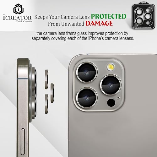 Image of I Creator Camera Lens Protector - Natural | Individual Titanium Ring Protector | Shatterproof and Scratch Resistant | Crystal Clear Glass Lens With Precise Fit | For iPhone 15 Pro Max /Pro