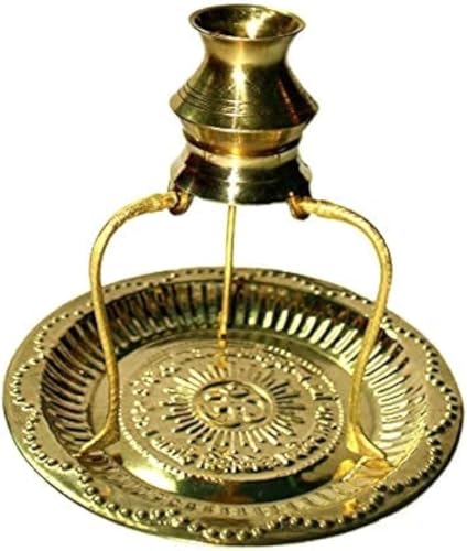 Seven Chakra Tree Shivling Stand with Brass Puja Plate Jalabhishek of Shivling Brass Lota for Puja Tripai Small Kalash Pot Hindu Item Showpiece for Pooja
