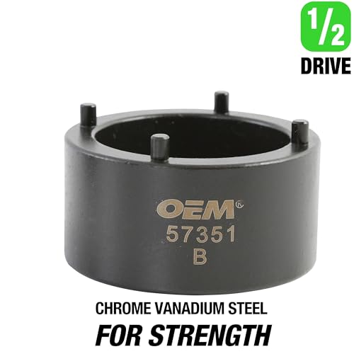 Image of OEMTOOLS 57351 8 and Toyota 4 Pin Hub Locknut Socket, Removes and Installs Locknuts on Tacoma, 4Runner, and T100 4WD, Sequoia, and Tundra 2WD, 1 /2 and 3 /4 Inch Drive, Solid Pin Design