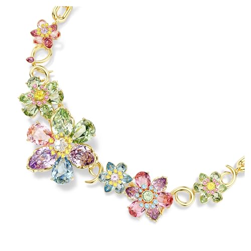 Swarovski Idyllia Necklace, Mixed cuts, Flower, Multicolored, Gold-Tone Finish4