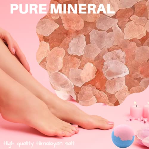 Pack Of 6 Bath Salts & Bath Bombs Gift Soaking Foot Spa Set With Surprise Inside. Relaxing Soaking Himalayan Salt For Pain Relief For Women Girls With Lavender, Coffer, Rose And Gemstone #TOP4