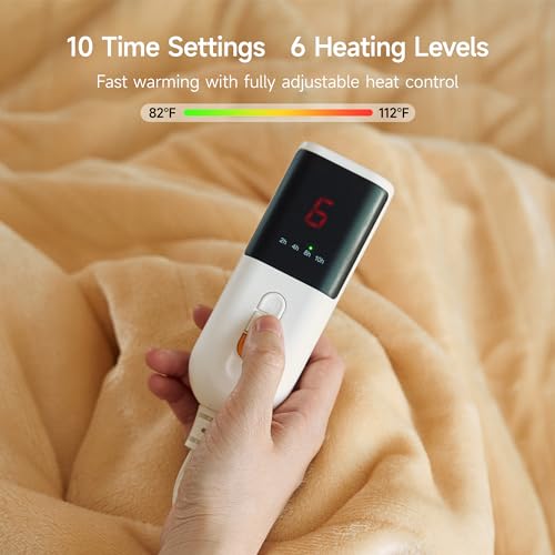 GOTCOZY Heated Blanket Twin Size - Electric Blanket with 6 Heating Level & 10 Hour Auto Off Heating Blanket, ETL Certified (62X84 Inch Yellow)