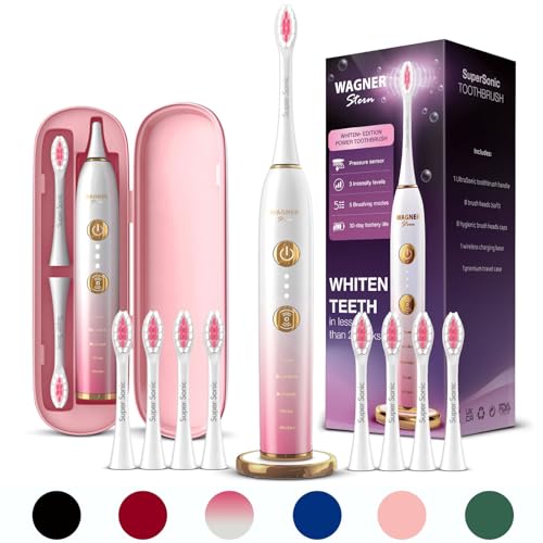 Wagner Stern WHITEN+ – Brosse à dents électrique avec capteur de pression, 5 modes, 3...