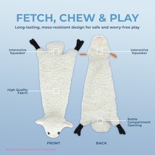 Image of Best Pet Supplies 2-in-1 Fun Skin Stuffless Dog Squeaky Toy Sheep, Large