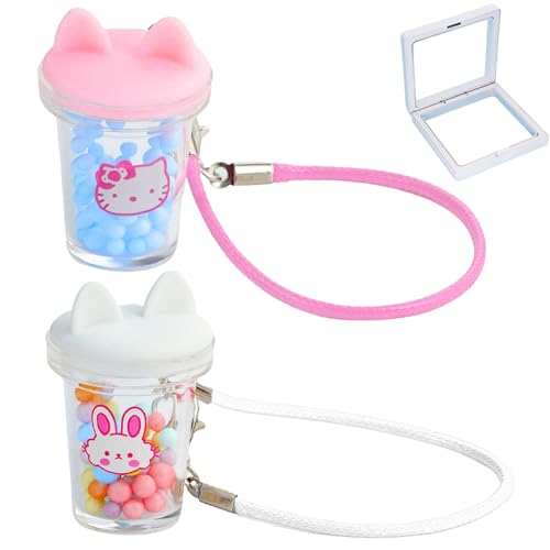 VeythKoveo Doll Accessories for Labubu,2Pcs Cute Labubu Accessories Set,Including White and Pink Mini Labubu Cup,17cm Labubu Accessories(no Doll)