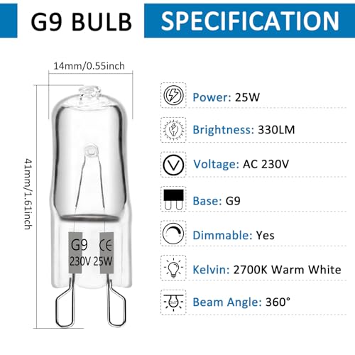 SCNNC Lampadine Alogene G9 25W Forno 230V