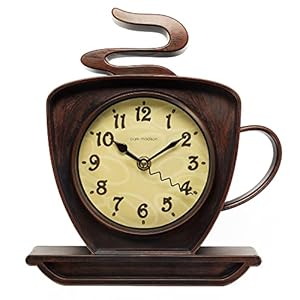 Coffee Cappuccino Cup 10 Inch Quality Quartz Battery Operated 3-D Easy to Read Home/Office/Kitchen/Classroom/School Clock Classic Movement