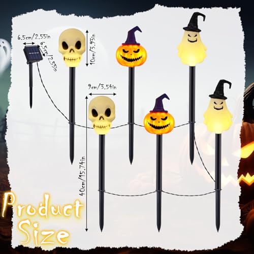 Glooglitter 6 Pack Halloween Solar Stake Lights Outdoor Decor,White Skull by Glooglitter - Used condition - Image 2