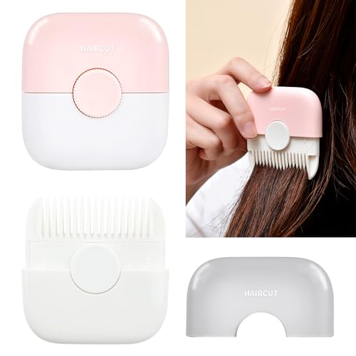 2 PCS 2-in-1 Hair Trimmer Comb,Split Ends Hair Trimmer,Mini Portable Hair Breakage Tool, Dual-Sided Design with Cover, for Thinning Hair Cutting and Styling Scissors Hairdressing