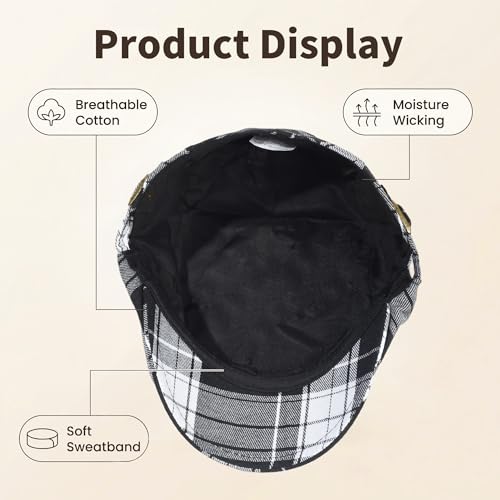 Image of 3Pcs Men's Newsboy Caps Cotton Cooling Hat Adjustable Flat Cap for Men