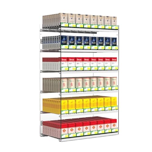 Exhibidores De Cigarrillos Montados En La Pared, Exhibidor De Cigarrillos Con Empujador Automático, Estuche Para Cigarrillos Transparente Rectangular(31.5x28.4x38.5cm)