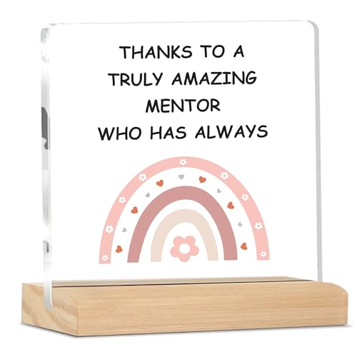 Image of Giftplease Mentor Plaque with Wooden Stand Personalized Gift for Mentor, Coach, Teacher, Appreciation Keepsake, Clear Desk Decor, Inspirational Thank You Gift, Office Table Display MP 68