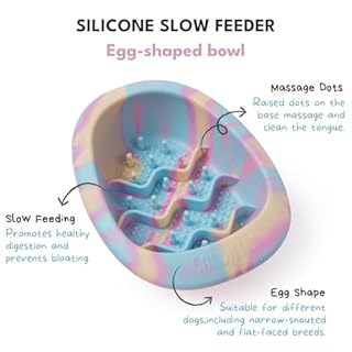 CHEWFFON Easter Dog & Cat Lick Mat Bowls, BPA-Free Silicone Slow Feeder Bowl with Suction Cups, Non Slip Pet Food Bowl Reduces Boredom and Anxiety, Dishwasher Safe, Rainbow Small
