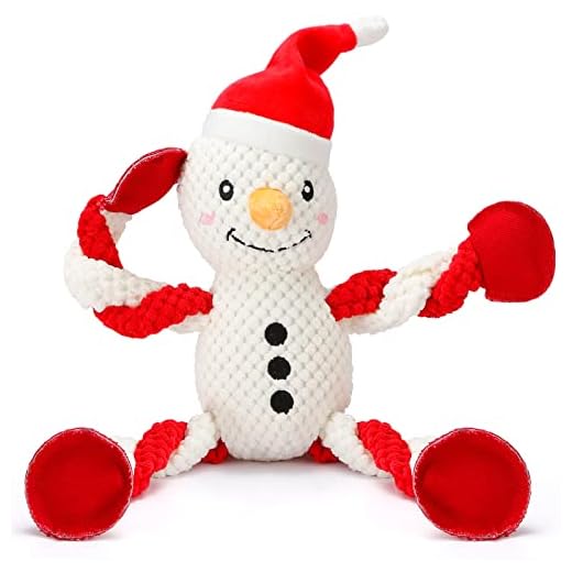Senneny Dog Christmas Toys with Squeaker, Snowman Squeaky Toys for Dogs Puppy, Stuffed Dog Plush Toy for Large Medium Small Dogs, Interactive Durable Dog Chew Toys