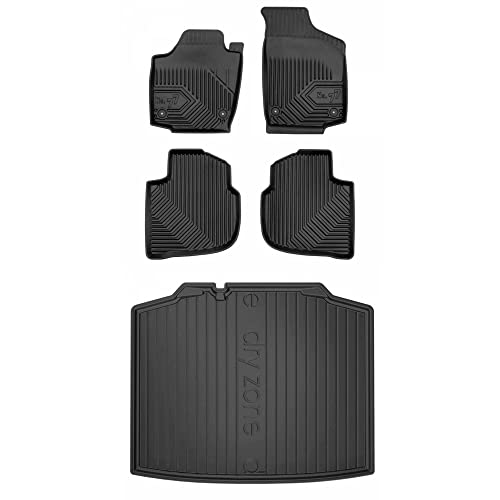 MOTOS Kit de tapis de voiture et de tapis de coffre en caoutchouc pour Skoda Rapid Spaceback 2013-2019 Améliorez votre confort de voyage avec tapis...