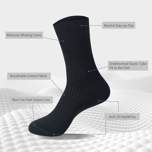 Smithking Comfy Quality Soft Breathable PURE Cotton Socks for Men Women 6 pack Calf Socks Casual Socks3