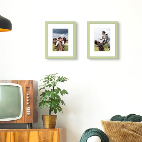 Image of upsimples 8x10 Picture Frame, Display Pictures 5x7 with Mat or 8 x 10 Without, Wall Hanging Photo Frames, Green, 1 Pack