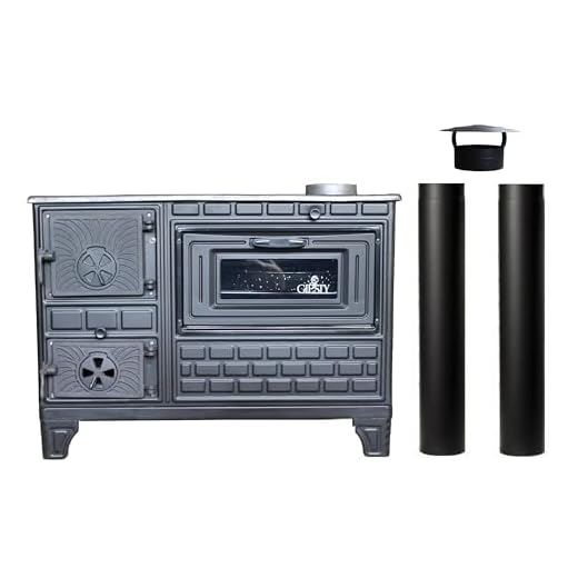 Giesty® Horno de Cocina Exterior, Horno de terraza, Cocina Exterior con leña o carbón Vegetal, Horno de jardín, Cocina de Exterior (Puerta de Hierro Fundido+2 Tubos)
